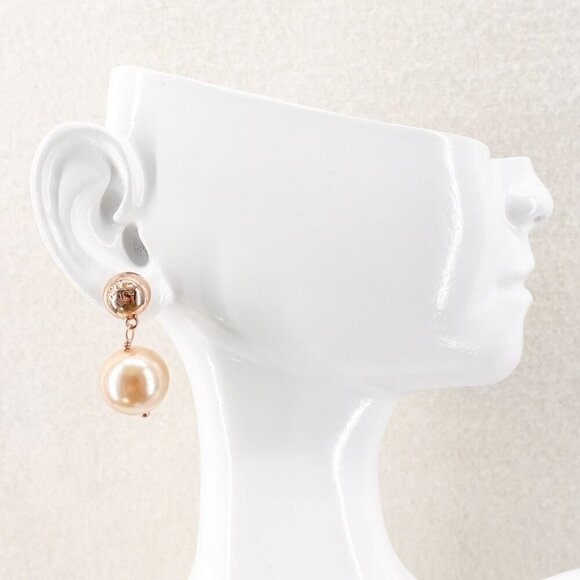 Tory Burch Crystal Pearl Drop Earrings Pink/Rose Gold OS - Picture 4 of 14